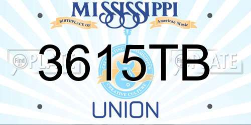 3615TB Mississippi License Plate