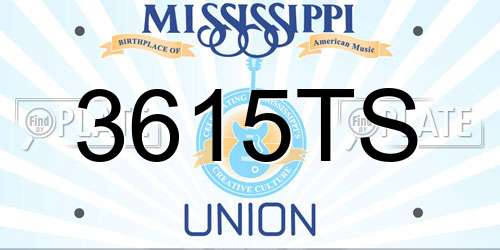 3615TS Mississippi License Plate