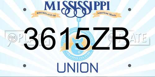 3615ZB Mississippi License Plate