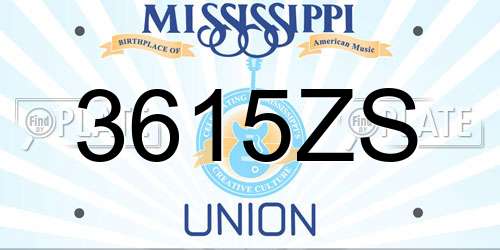 3615ZS Mississippi License Plate