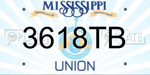 3618TB Mississippi License Plate