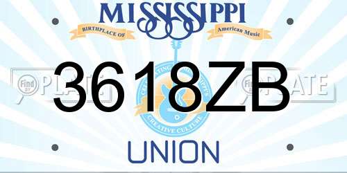 3618ZB Mississippi License Plate