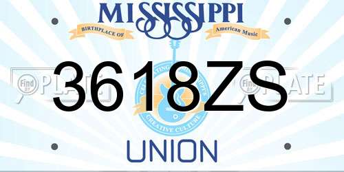 3618ZS Mississippi License Plate