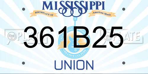 361B25 Mississippi License Plate