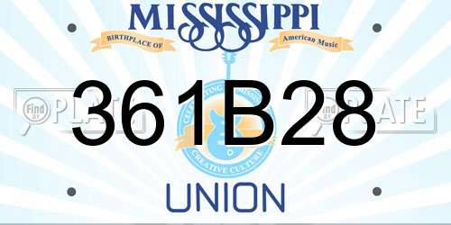 361B28 Mississippi License Plate