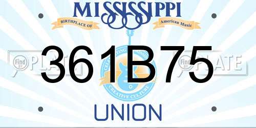 361B75 Mississippi License Plate