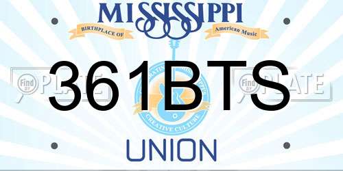 361BTS Mississippi License Plate