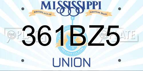 361BZ5 Mississippi License Plate