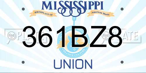 361BZ8 Mississippi License Plate