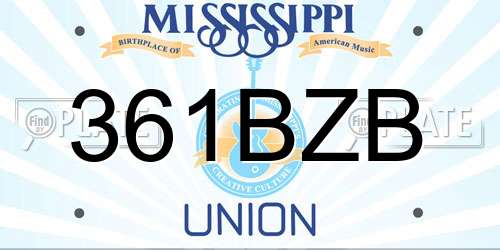 361BZB Mississippi License Plate