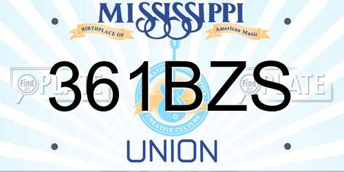 361BZS Mississippi License Plate