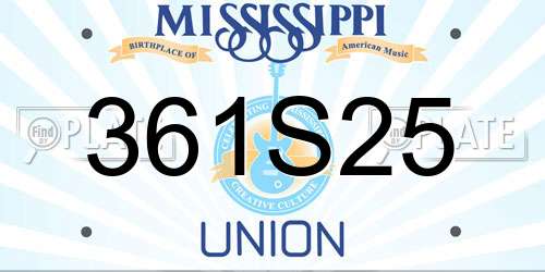 361S25 Mississippi License Plate