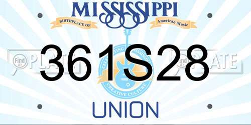 361S28 Mississippi License Plate