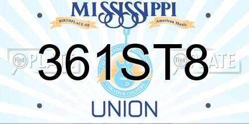 361ST8 Mississippi License Plate