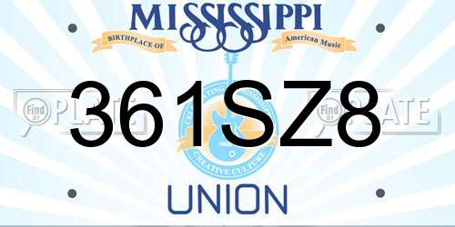 361SZ8 Mississippi License Plate