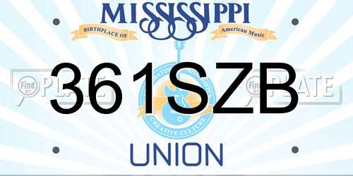 361SZB Mississippi License Plate