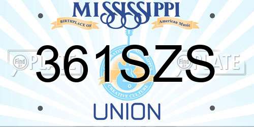 361SZS Mississippi License Plate