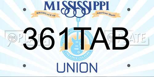361TAB Mississippi License Plate