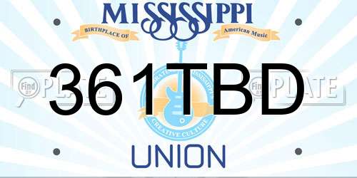361TBD Mississippi License Plate