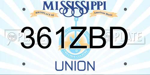 361ZBD Mississippi License Plate