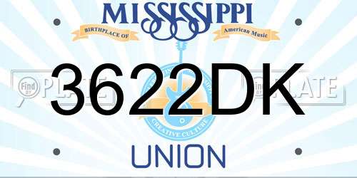 3622DK Mississippi License Plate