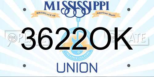 3622OK Mississippi License Plate