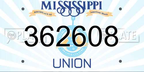 362608 Mississippi License Plate