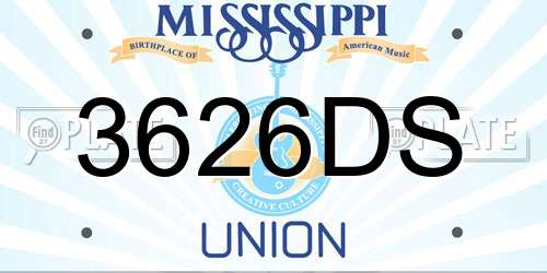 3626DS Mississippi License Plate
