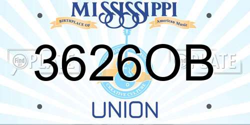 3626OB Mississippi License Plate