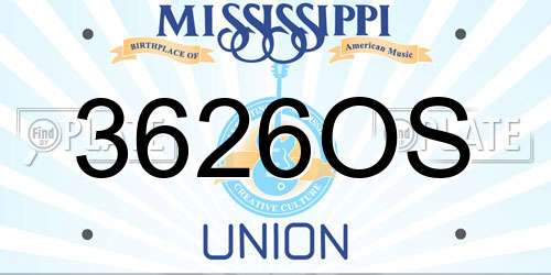 3626OS Mississippi License Plate