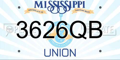 3626QB Mississippi License Plate