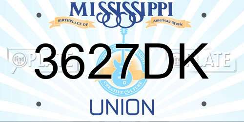3627DK Mississippi License Plate