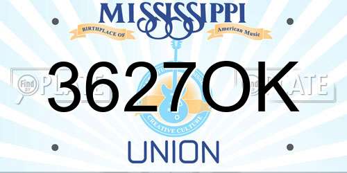 3627OK Mississippi License Plate