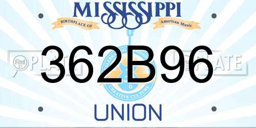 362B96 Mississippi License Plate