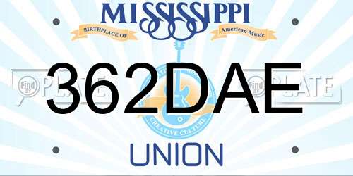 362DAE Mississippi License Plate