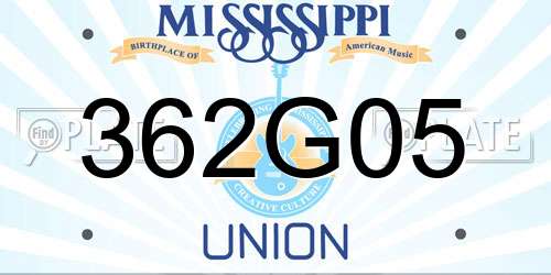 362G05 Mississippi License Plate