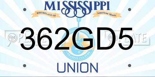 362GD5 Mississippi License Plate