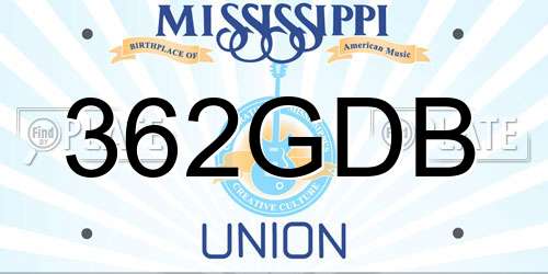 362GDB Mississippi License Plate