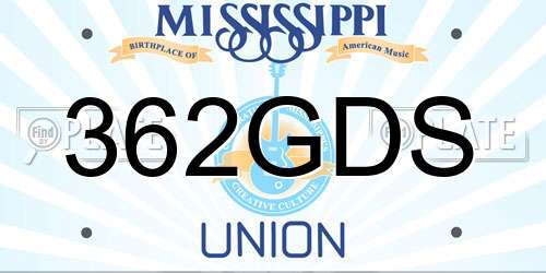 362GDS Mississippi License Plate