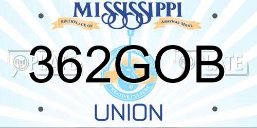 362GOB Mississippi License Plate