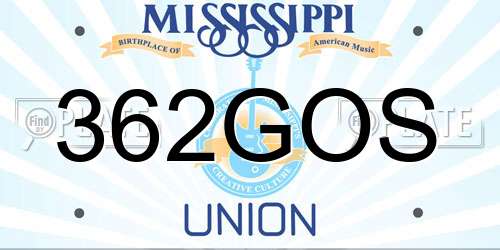 362GOS Mississippi License Plate