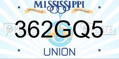 362GQ5 Mississippi License Plate