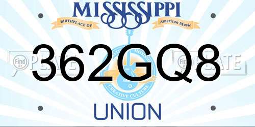 362GQ8 Mississippi License Plate