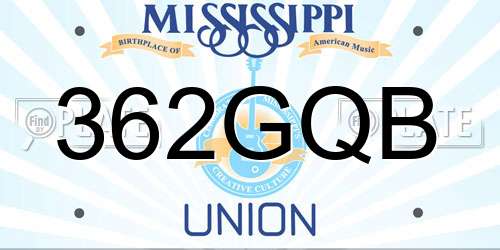 362GQB Mississippi License Plate