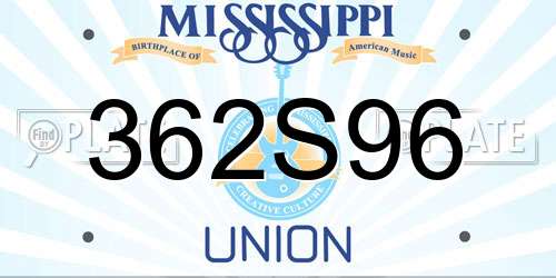362S96 Mississippi License Plate