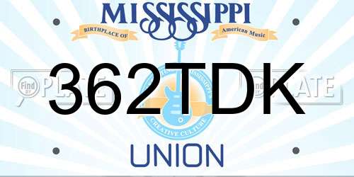 362TDK Mississippi License Plate