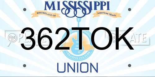 362TOK Mississippi License Plate