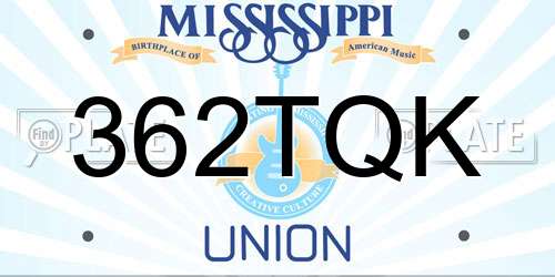 362TQK Mississippi License Plate