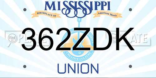362ZDK Mississippi License Plate
