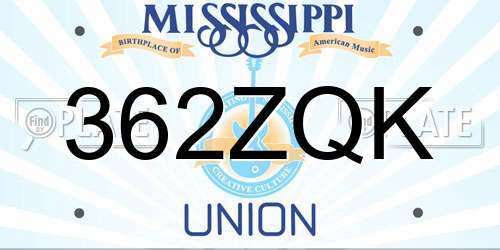 362ZQK Mississippi License Plate